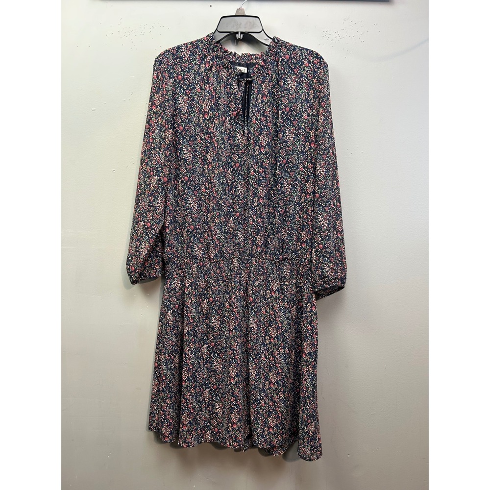J. Crew Mercantile Dress Womens XL Navy Floral Smocked Waist‎ Long Sleeve